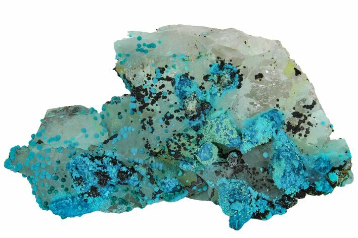 Chrysocolla on Quartz Crystal Cluster - Tentadora Mine, Peru #169256